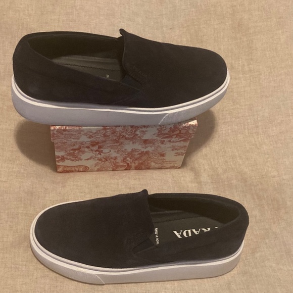 Prada Black Suede Slip-on Platform Sneaker - Picture 2 of 10